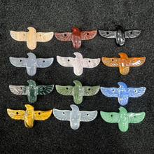 双孔爆款亚马逊速卖通temu天然石玛瑙虎眼石老鹰diy小吊坠40X22MM