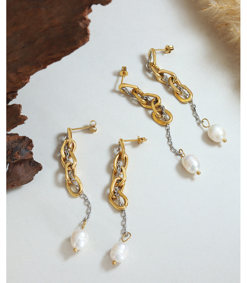 Fashion Solid Color Titanium Steel Drop Earrings Pearl Plating Stainless Steel Earrings