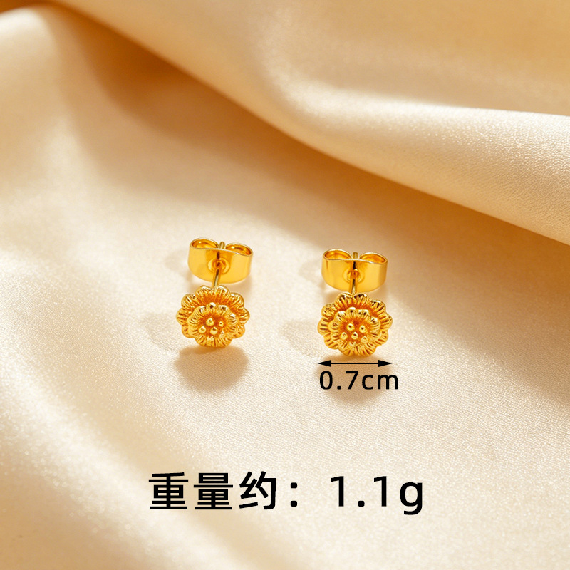 Broqueles de Flores para Mujer de Cobre Dorado