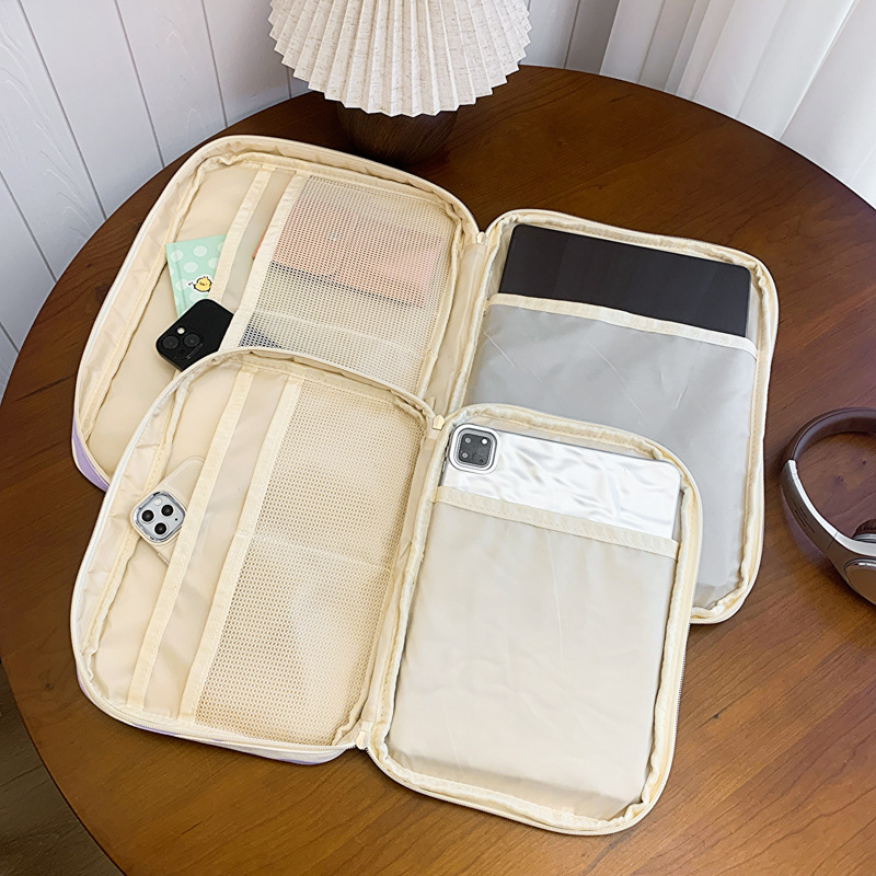 South Korea nylon simple striped ipad liner bag 11 inch 14 inch water repellent large capacity laptop bag