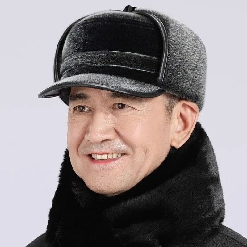 남성 겨울 인조밍크 귀달이 방한모 중장년 보온 모자