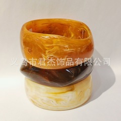 跨境不规则树脂手镯套装小众设计欧美夸张手环高级感不掉色宽镯子