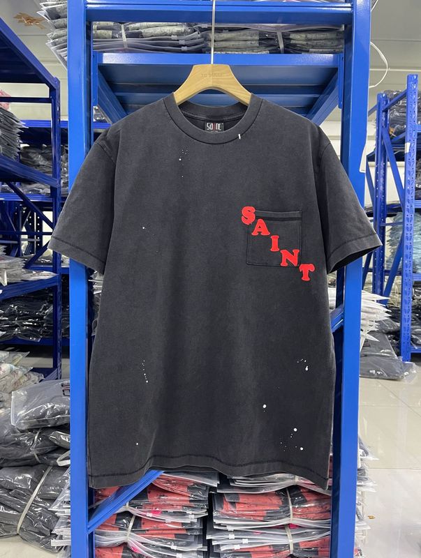 高品質 SAINT MICHAEL ICON ウォッシュ加工 オールド半袖 アメカジ レトロ プリント カップル Tシャツ 男女兼用|undefined