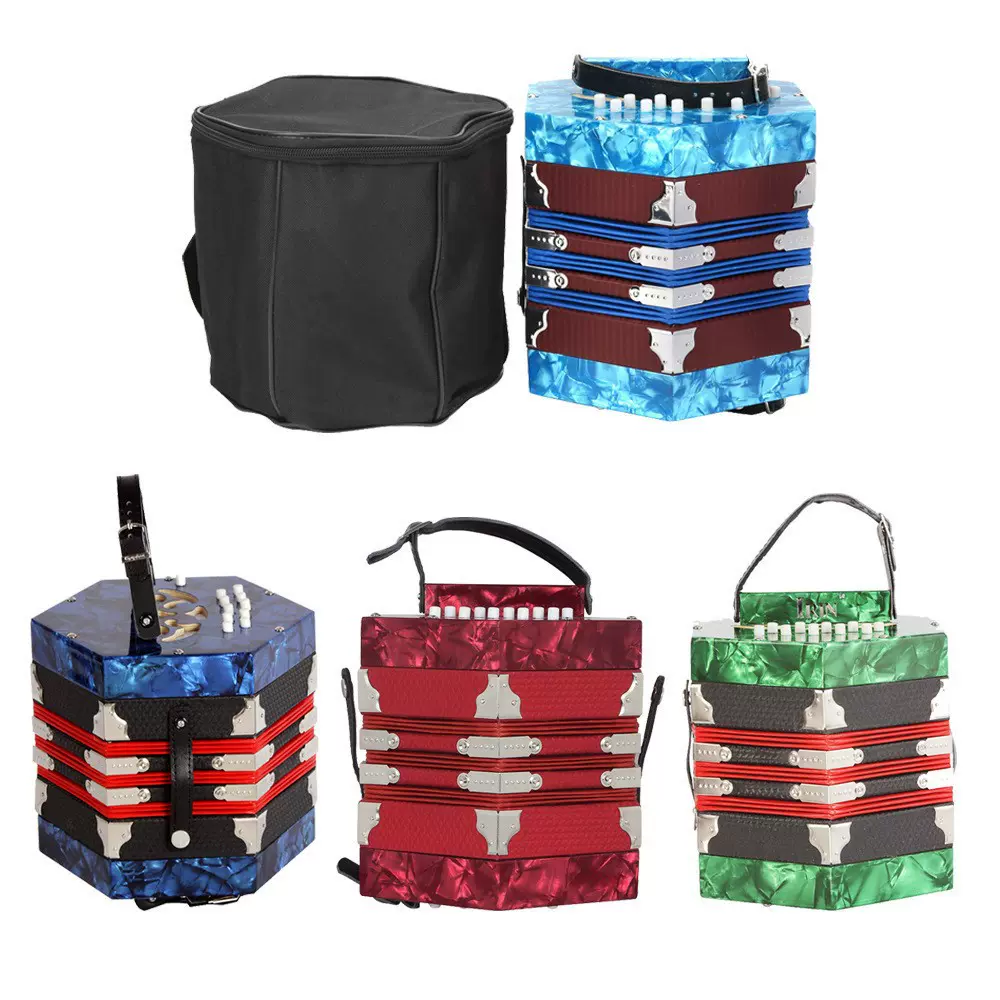 批发六角手风琴20键40音手风琴儿童成人初学者演奏手风琴键盘乐器