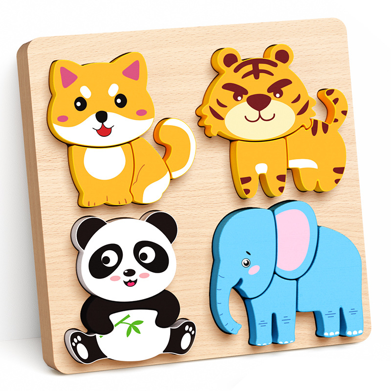 Explosiva rompecabezas para niños 3d juguetes tridimensionales Montessori madera bebé animal bloques de construcción alfabetización 1 a 3 años spot al por mayor