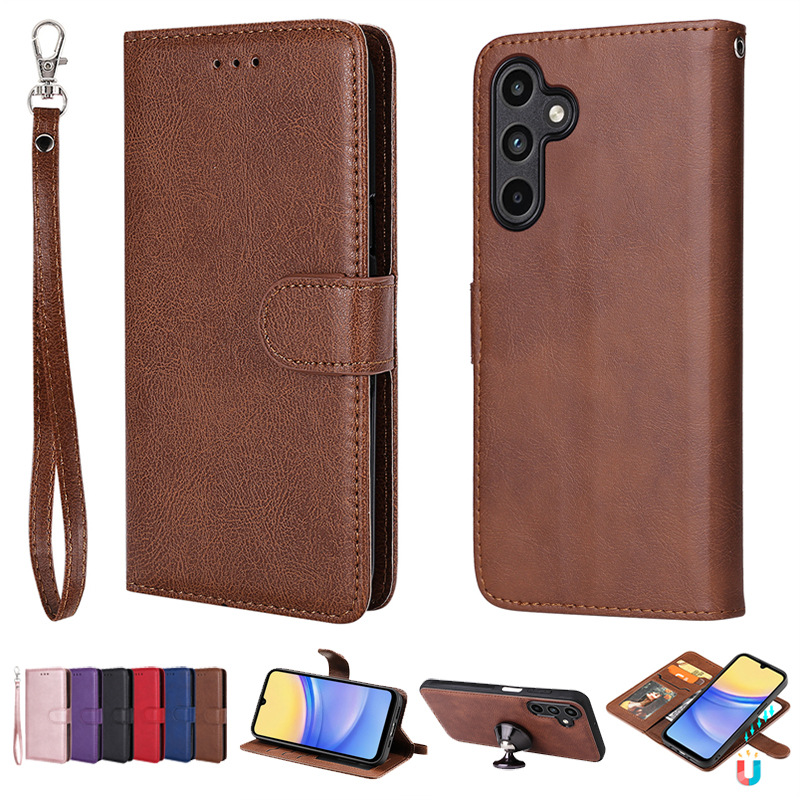 车载磁吸纯色皮套A56A26二合一手机壳S25S24Ultra插卡保护套16Pro