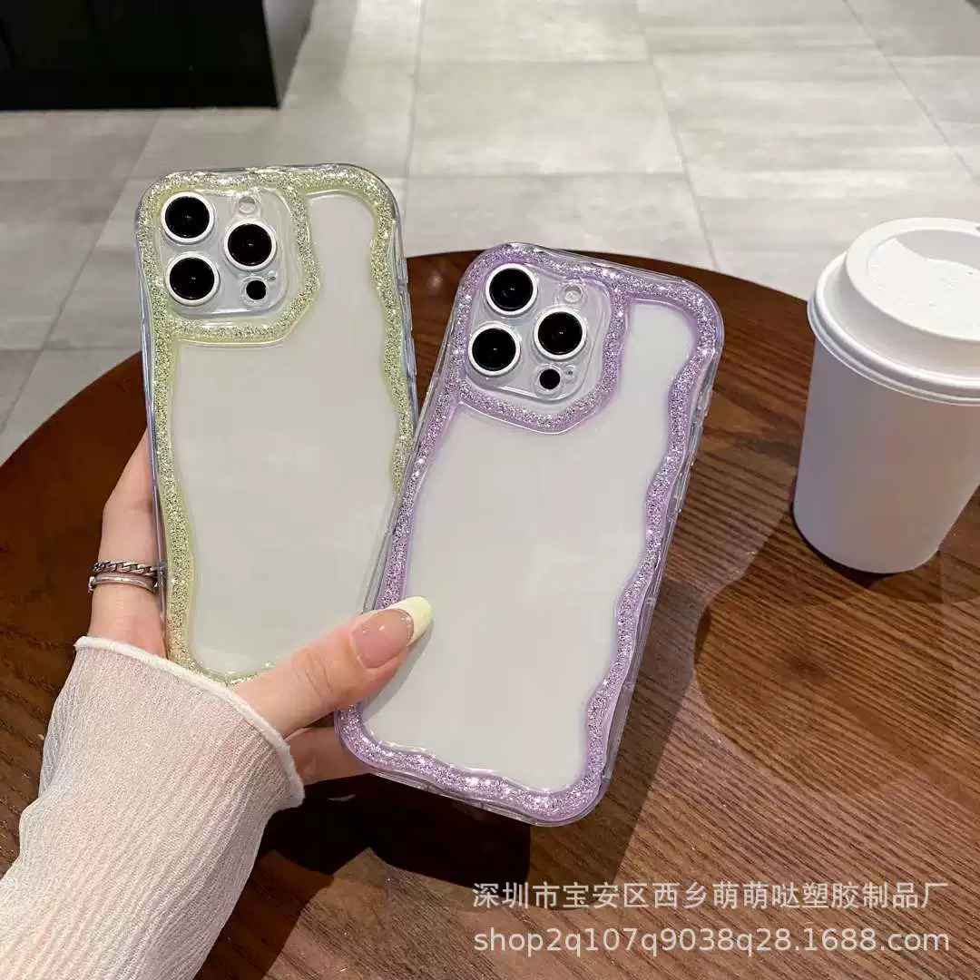 Чехол для iPhone 17 Pro Max с глиттером и гелевым покрытием, прозрачный, с защитой от падений, с волнообразным узором, для Apple 16e