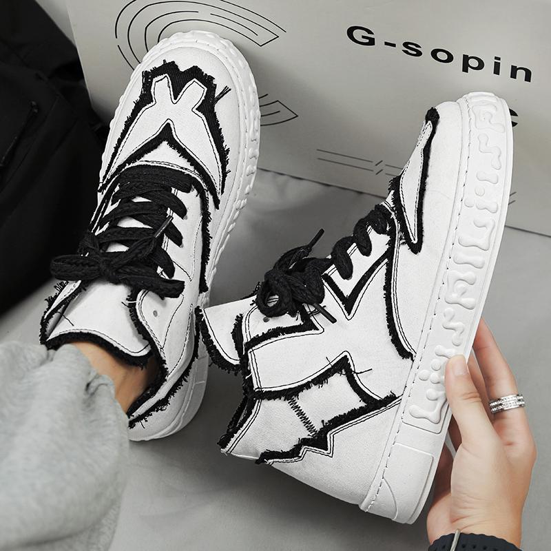 Chaussures montantes pour hommes, petite plateforme papillon, chaussures plates en toile de skate, automne, nouvelles chaussures de sport et de loisirs pour étudiants, à la mode_voghion.com