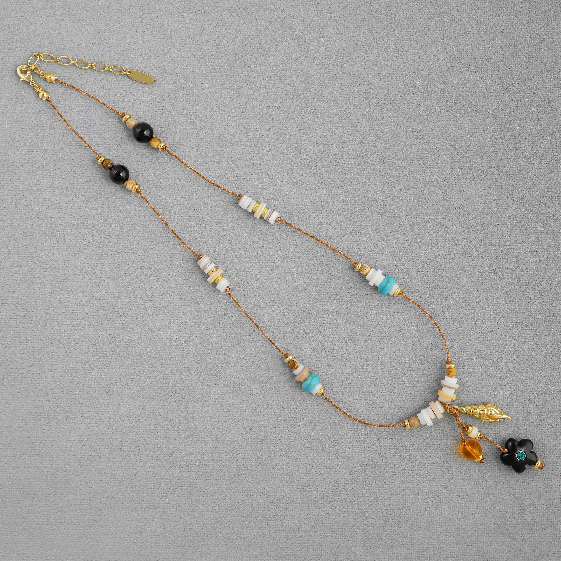 LC家宝藏岛花花项链新中式波西米亚度假风手工编织贝壳串珠锁骨链