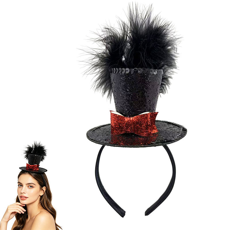Black red hat with bow