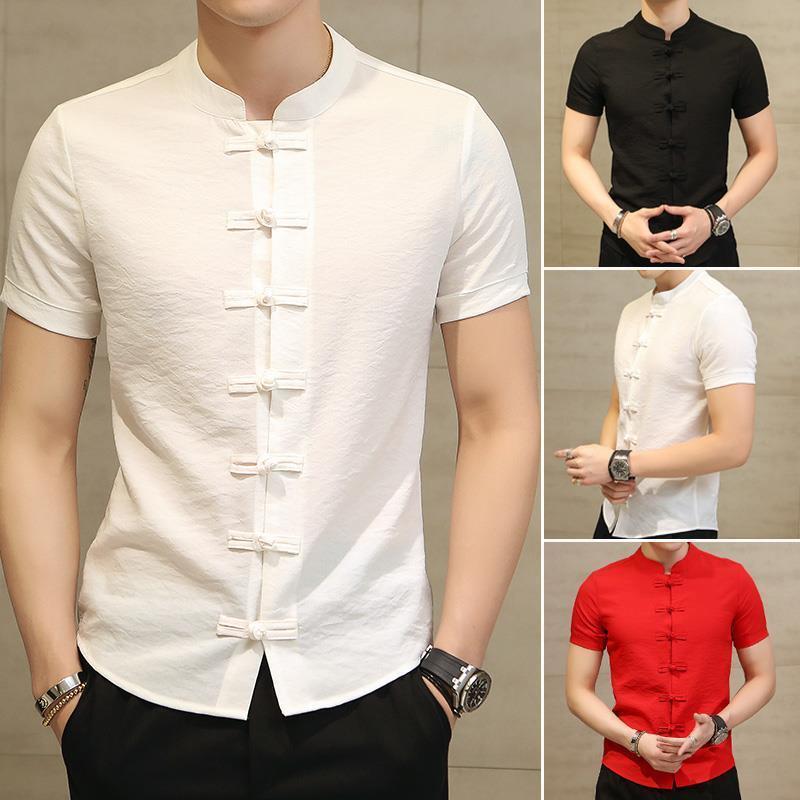 Summer Chinese Style Modern Tang Suit Men's Chinese-Style Young Hanfu Social Black Chinese-Tung Mountain Suit Modified Short-Sleeved National Fashion Summer Chinese Style Modern Tang Suit Men's Chinese-Style Young Hanfu Social Black Chinese-Tung Mountain Suit Modified Short-Sleeved National Fashion