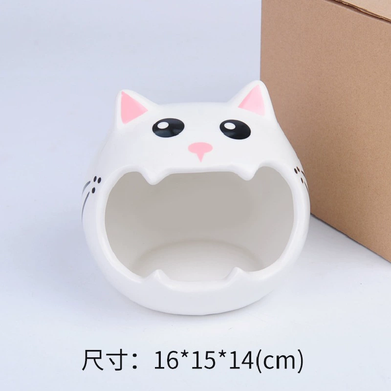 Большой керамический домик для хомяка, гнездо для хомяка, пространство для гнезда, большое керамическое укрытие, охлаждающее гнездо, керамическое гнездо для хомяка с головой кошки
