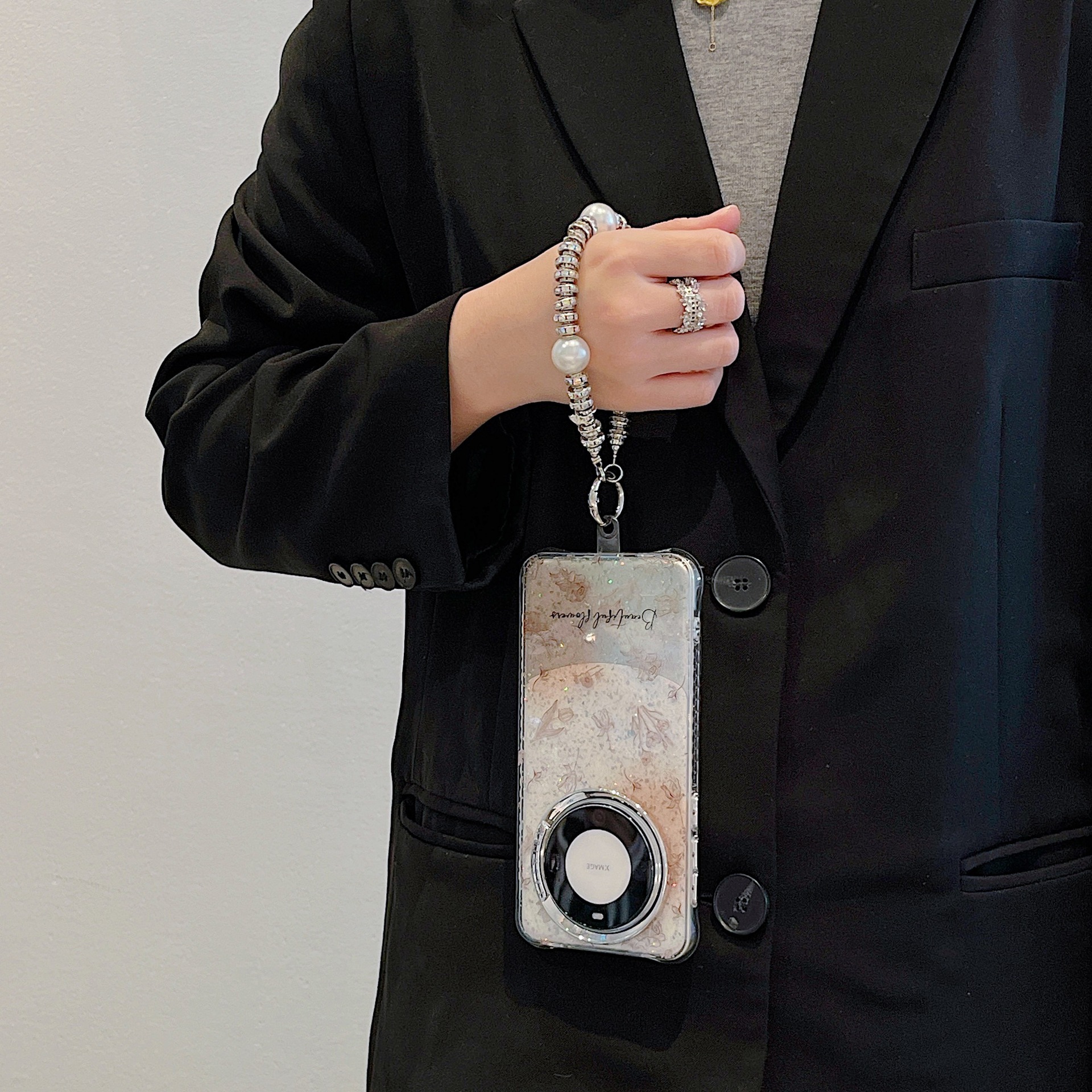 Aesthetic ins brillo mancha boceto flor para Huawei P70Pro funda para teléfono móvil Mate60/70 cadena M70Pro