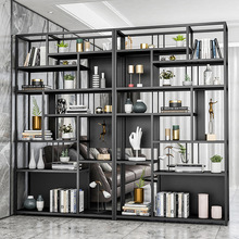 現代簡約鐵藝多層置物架家用客廳展示收納架辦公室落地式書架隔斷