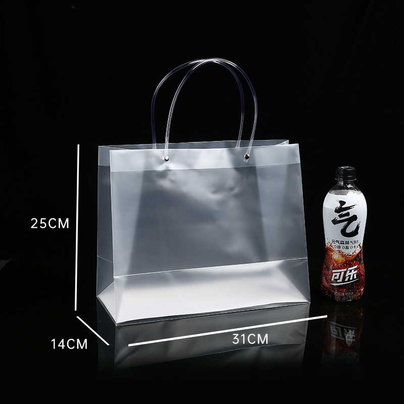 Spot pp bolso de mano transparente bolsa de regalo de plástico de pvc esmerilado bolsa de regalo de mano de boda logotipo personalizado a granel image 27
