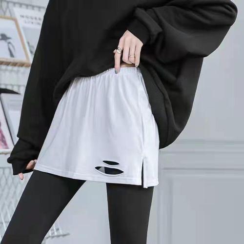 Comfortable Cotton Small Butt Curtain Hem Skirt Sweatshirt Base Bottom Covering Overlap Layering Inner Wear White Short Skirt for Women