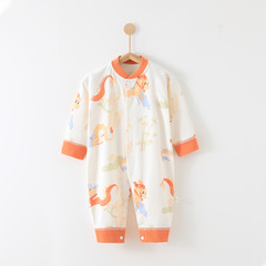 zh008 Baby Bodysuit Onesie Full-body Dress Baby Crawling Suit Newborn Long-sleeve Pure Cotton Boneless Pajama Crawling Suit