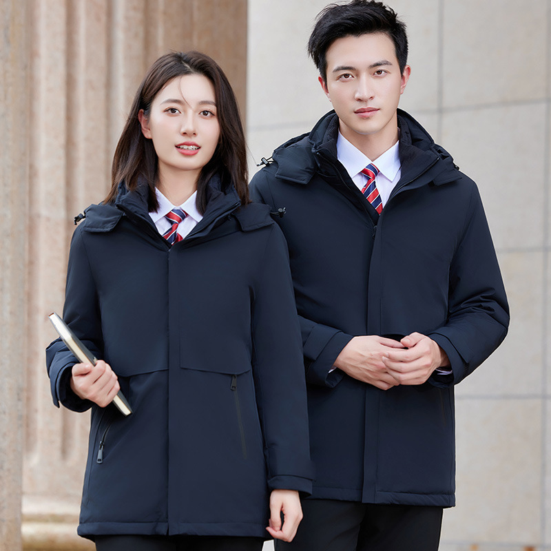 Winter Thickened Men's and Women's 4S Shop Property Front Desk Work Clothes Cotton-padded jacket Removable Liner New Shirley Three-in-One Jacket