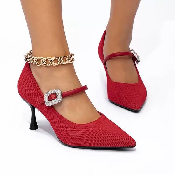 In-Stock Pointed-Toe Shallow-Mouth Stiletto High Heels, European and American Style Single-Strap Mary Jane High Heels, Formal Spring and Summer Shoes