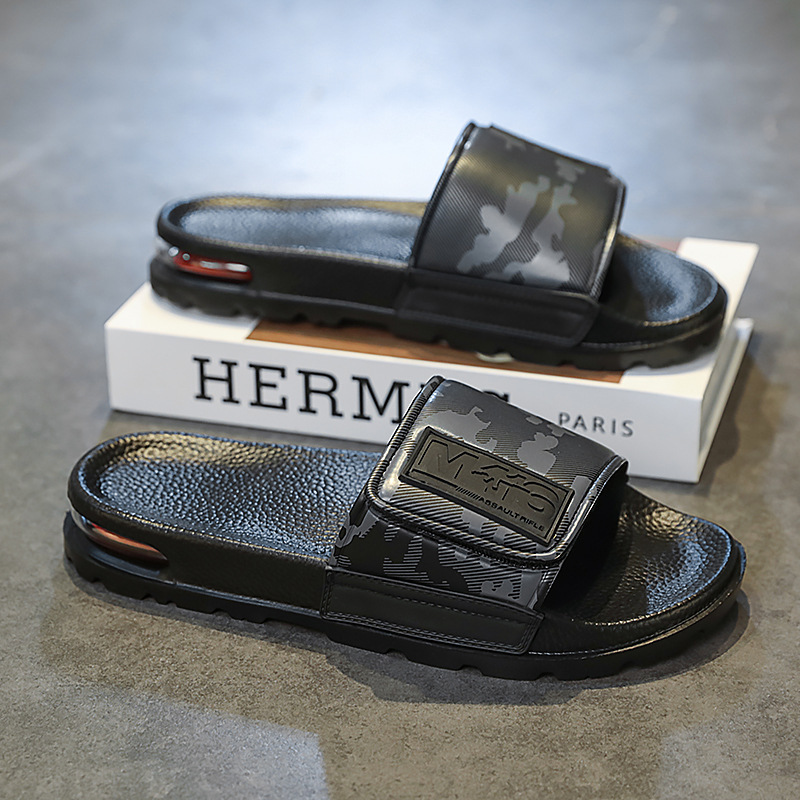 One-Line Slippers Air Cushion Men's Summer Outer Wear Slippers for Home Non-Slip Thick Soles Versatile Dormitory Student Sandals Wholesale