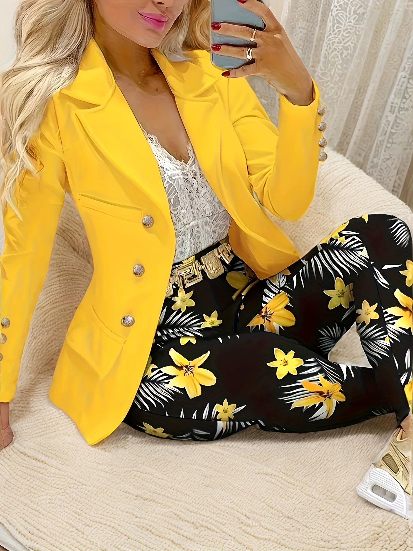 Женский костюм-двойка 2025 года: блейзер и брюки из эластичного полиэстера (для трансграничной торговли)