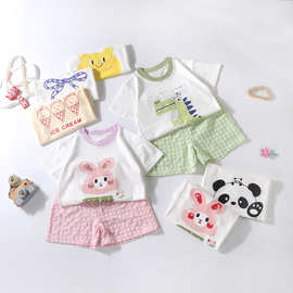 夏季儿童短袖短裤套装婴幼儿纯棉T恤男女宝宝新款童装两件套批发