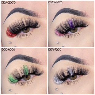 Explosions glitter imitation mink false eyelashes Europe and the United States thick color eyelashes stage makeup Christmas eyelashes wholesale