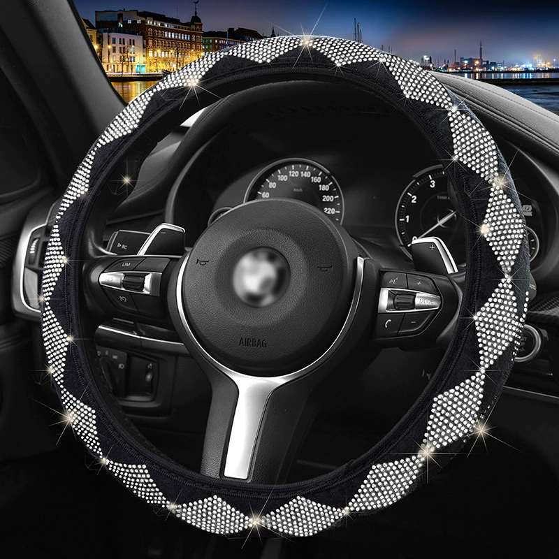 Новая крышка рулевого колеса автомобиля с алмазной вставкой, эластичное не внутреннее кольцо, волна, алмазная клетка, универсальная трансграничная крышка ручки для горячего сверления, горячая распродажа