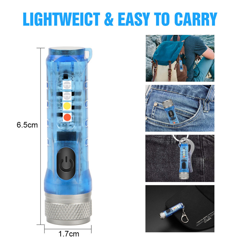 Mini Small Clip Flashlight Strong Light Charging White Red Blue Violet Money Detector Lamp Outdoor Keychain Gift Flashlight