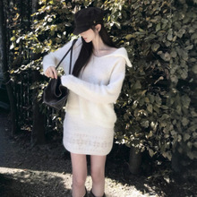 3天韩系女装韩国东大门小众设计秋冬新款羊毛上衣针织衫+短裙套装