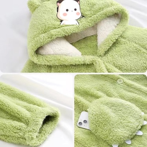 Labbub Coral Fleece Pajamas Raccoon Homewear Couple's Robes Capybara Warm Thick-Quilted Pufferfish Pajamas