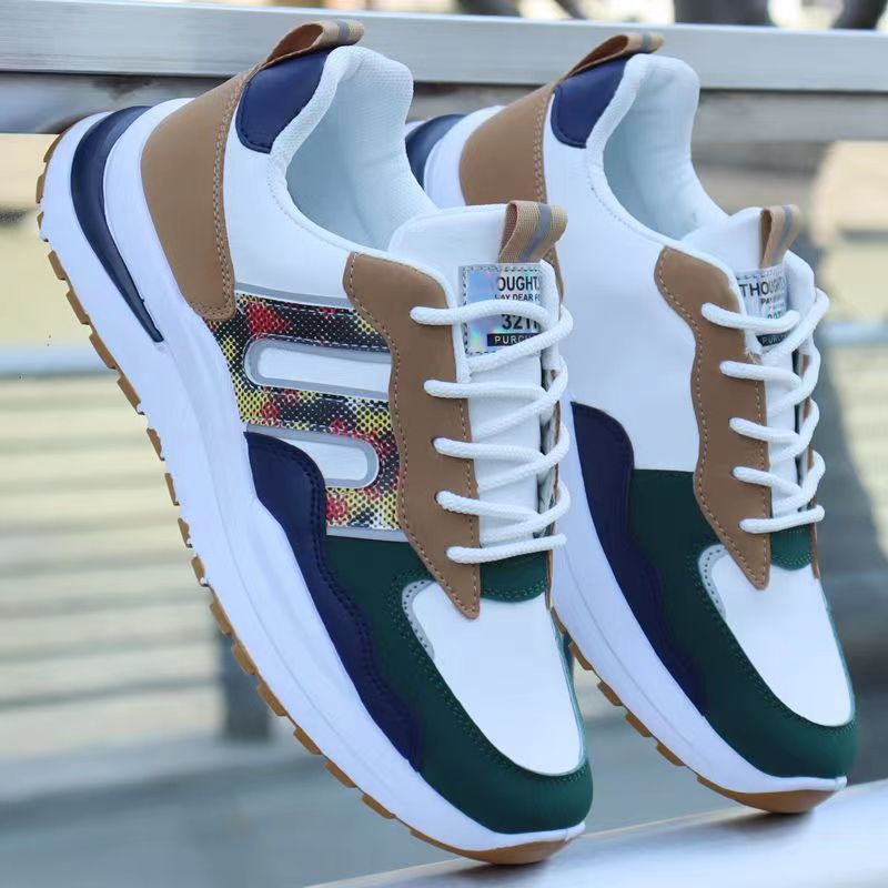 Męskie modne jesienno-zimowe nowe, swobodne, miękkie podeszwy, czarne skórzane buty sportowe do biegania, buty dla taty_voghion.com