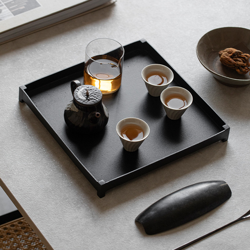 手作り鉄製ティートレイ、四本足鉄製ティートレイ、乾燥茶台、急須、茶受け、枯山水トレイ、わびさび|undefined