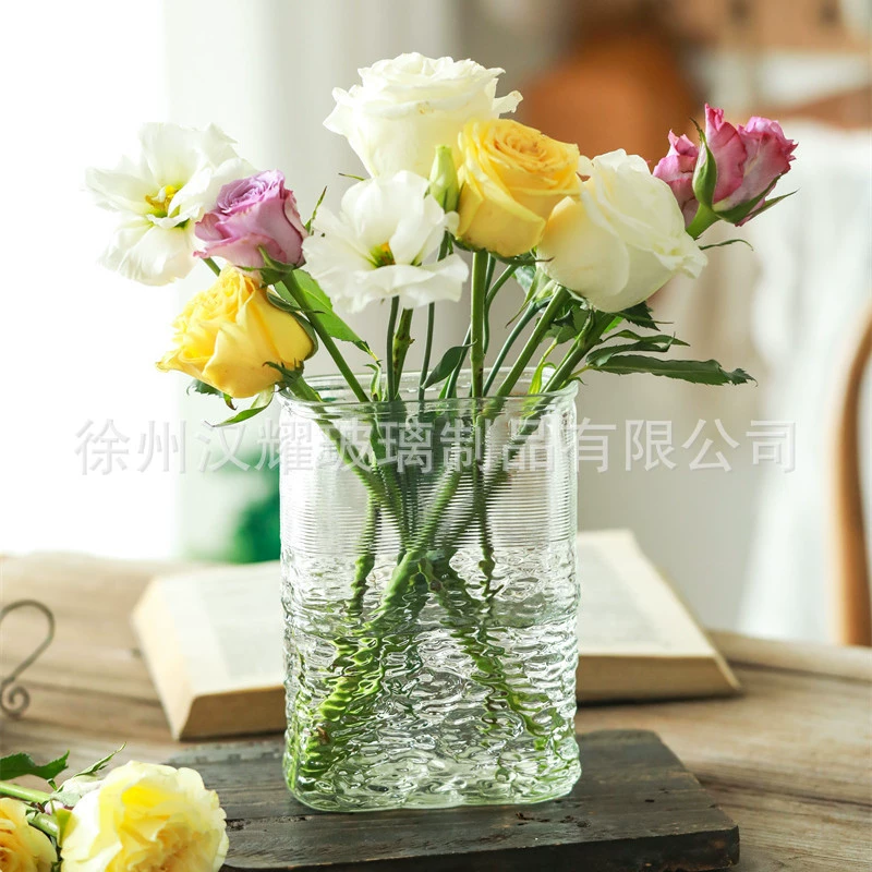 Простая чистая красная прозрачная стеклянная ваза оптом вода Роза Лилия чувство гостиная Цветочная композиция украшения