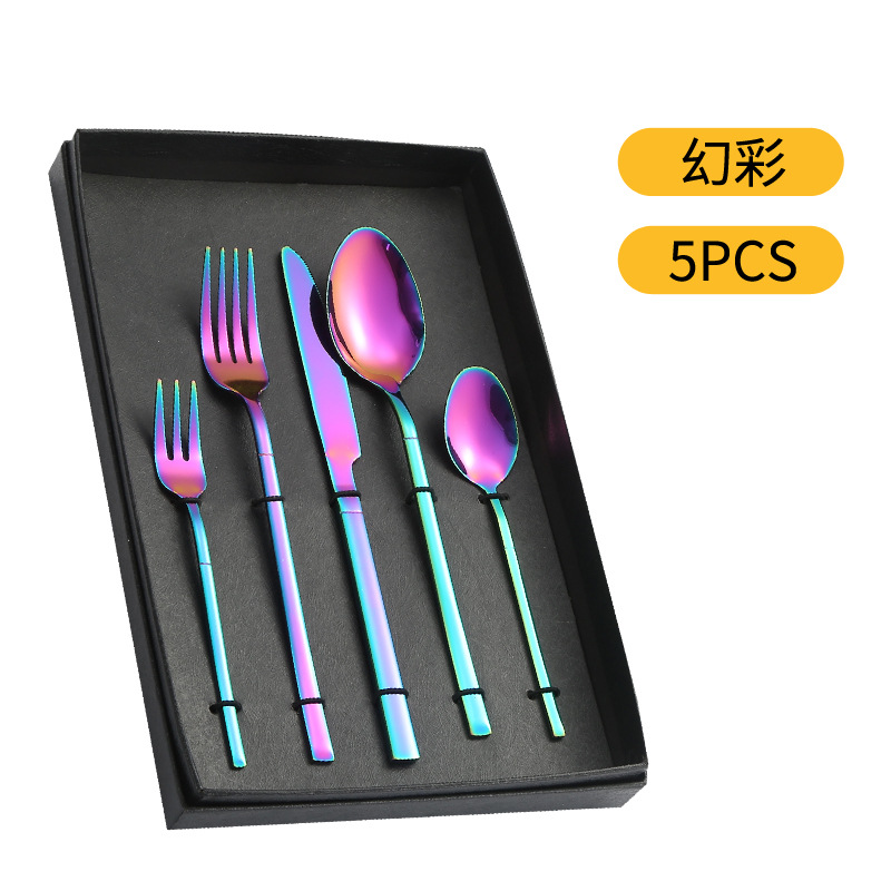 Amazon suministro de vajilla de acero inoxidable 4/5 piezas traje Caballero cuatro piezas principales transfronterizas caja de regalo cuchillo, tenedor y cuchara traje