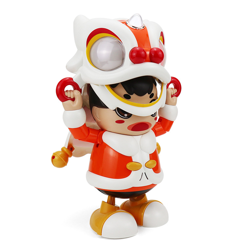 Cross-border eléctrico Dancing Lion Dance Little Lubang música ligera robot juguete eléctrico para niños TikTok mismo estilo celebridad de Internet
