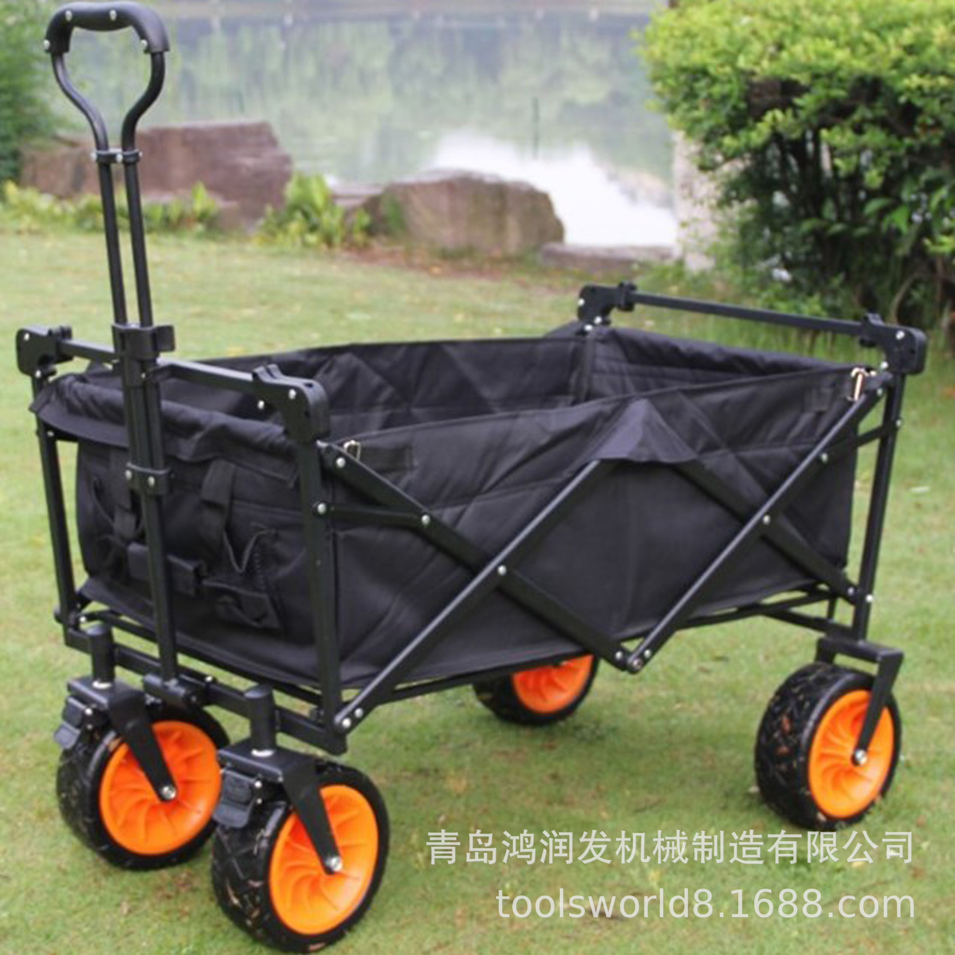 厂家供应户外露营折叠布兜工具车野营小推车四轮手拉车TC3015