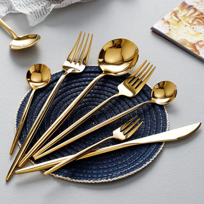 wholesale stainless steel Western knife Fork spoon steak Dessert Fork chopsticks golden tableware household suit ins Wind