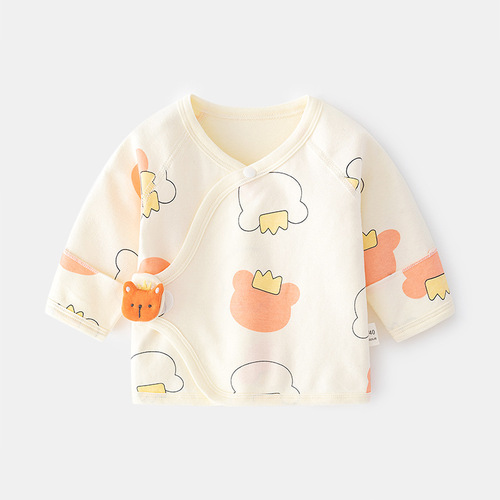 Newborn baby inner clothes boneless pure cotton spring and autumn Velcro half-back pajamas full-moon monk clothes baby tops