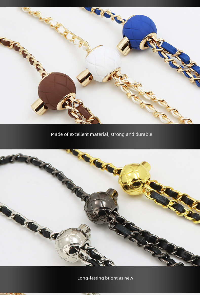 Chanel style bag shoulder strap messenger bag with high sense women's bag chain universal mobile phone chain adjustable gold bead bag chain