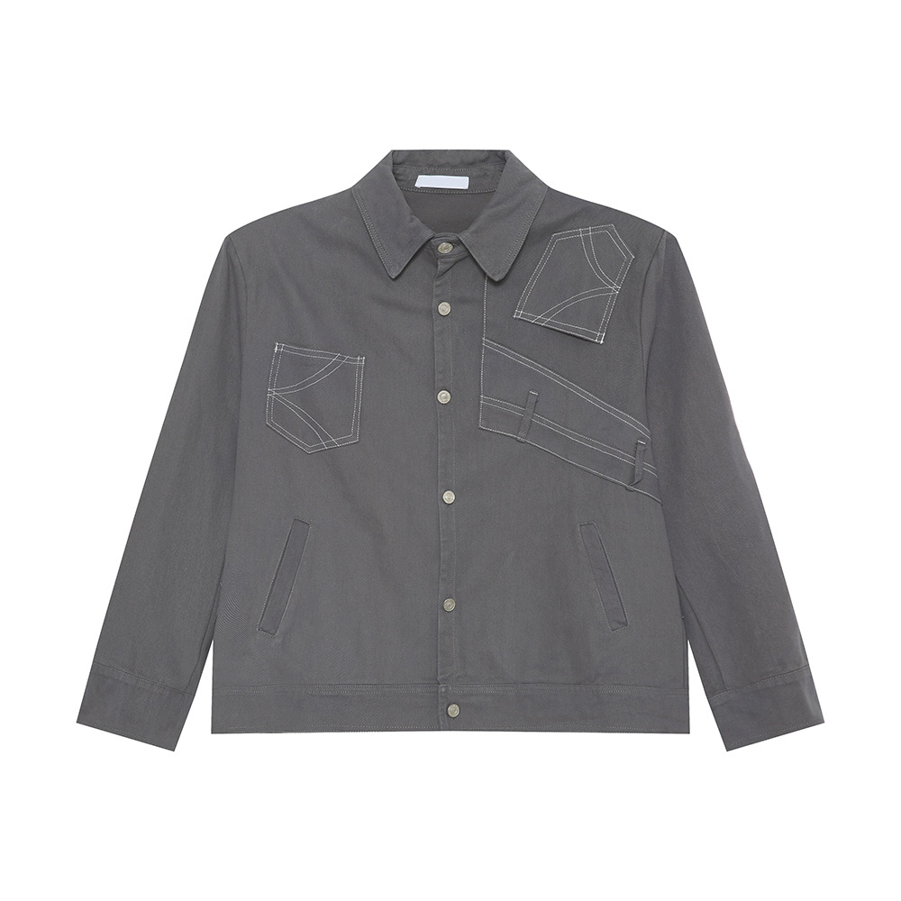 MTLCLOTHES Hombres| Otoño nuevo estilo francés de alta calidad de deconstrucción empalme de hombro de color sólido conjunto de moda vaqueros