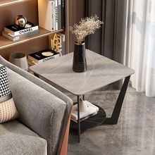 简约北欧沙发边几轻奢意式现代圆桌床头边柜大理石岩板小茶几角几