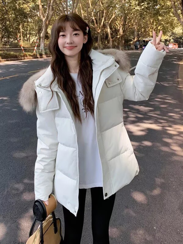 2025冬季新款短款收腰修身显瘦羽绒服女可拆卸毛领设计感保暖外套|undefined