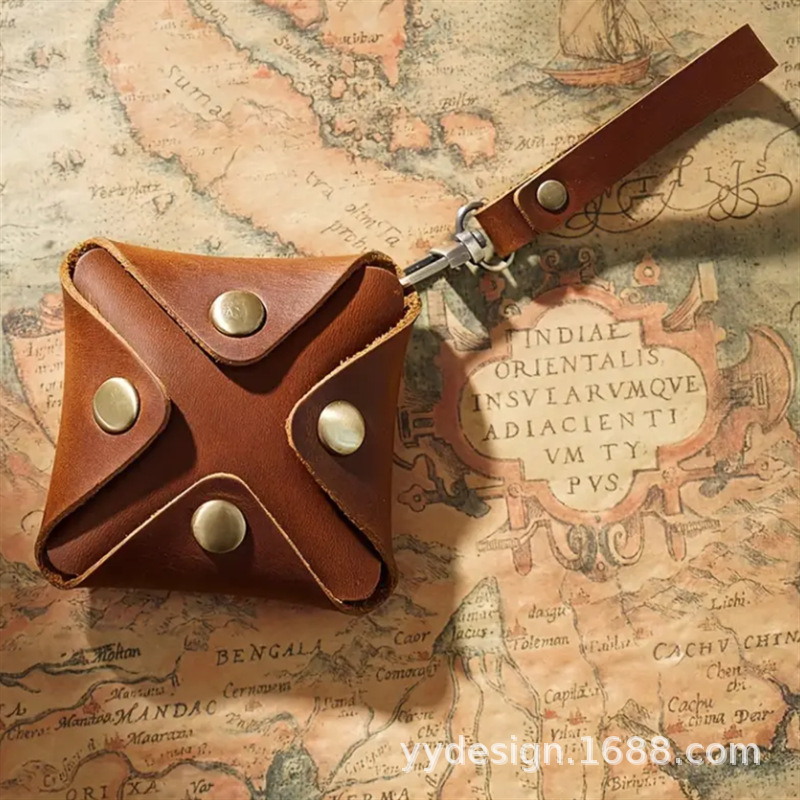 Retro leather square removable wallet