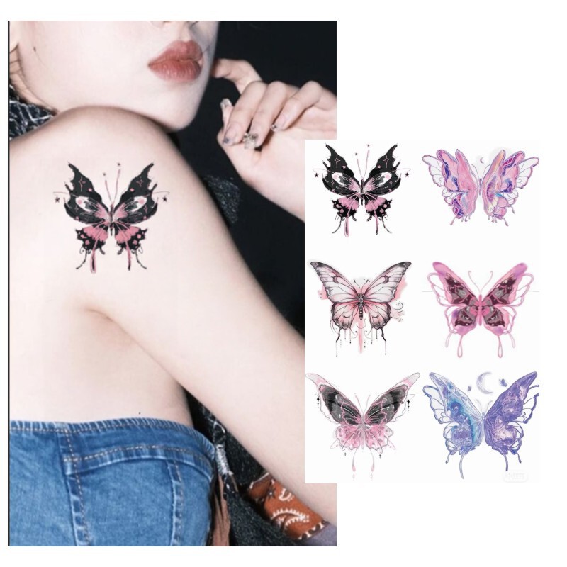 Symphony of Colors Ink Splash Butterfly Tattoo Sticker - Instagram Popular Niche Design Waterproof Non-Fading Tattoo Sticker