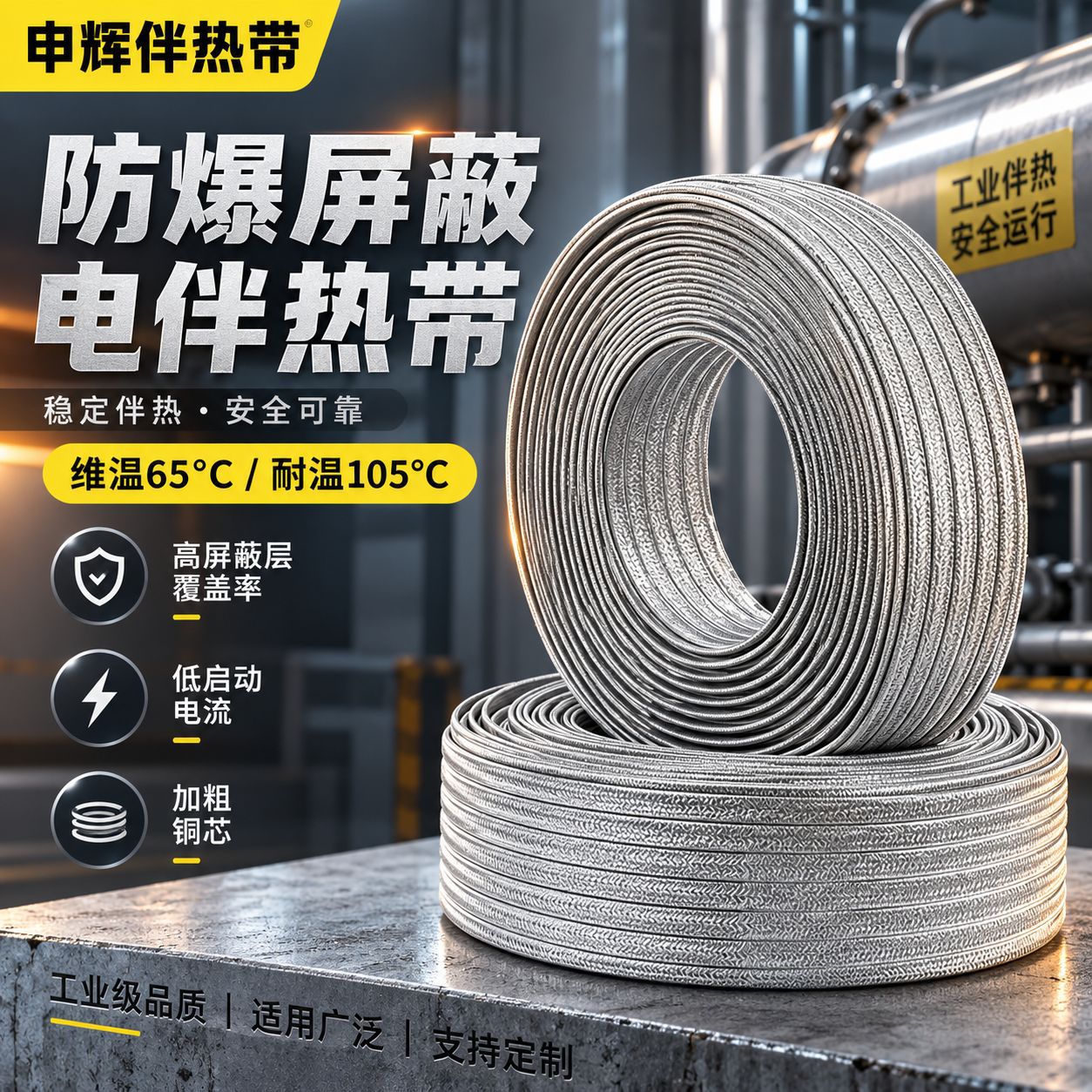 Self controlled temperature explosion-proof shielding electric heat tracing belt 65 ℃ low temperatur