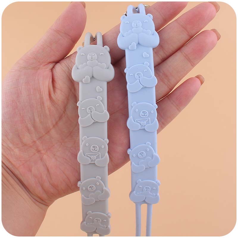 Nuevo bebé suministros ronda clip de chupete de hierro calmante bebé oso suave Cadena de chupete de silicona cadena anti-gota