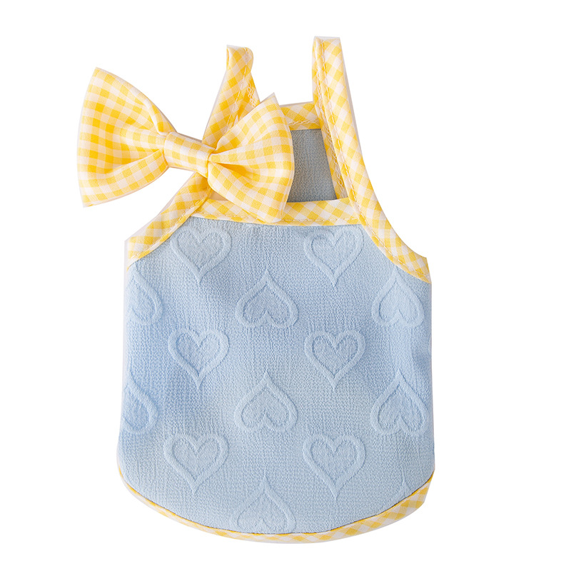 Perro de primavera y verano Versión coreana del pequeño amor fresco textura en relieve lazo cabestrillo gato chaleco ropa para perros