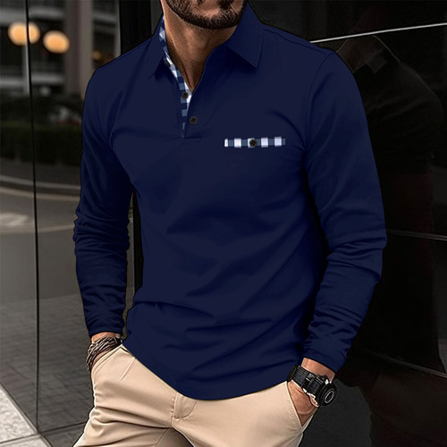 European and American ins cross-border  autumn AliExpress Amazon polo shirt zipper stand-up collar men's sports polo shirt 