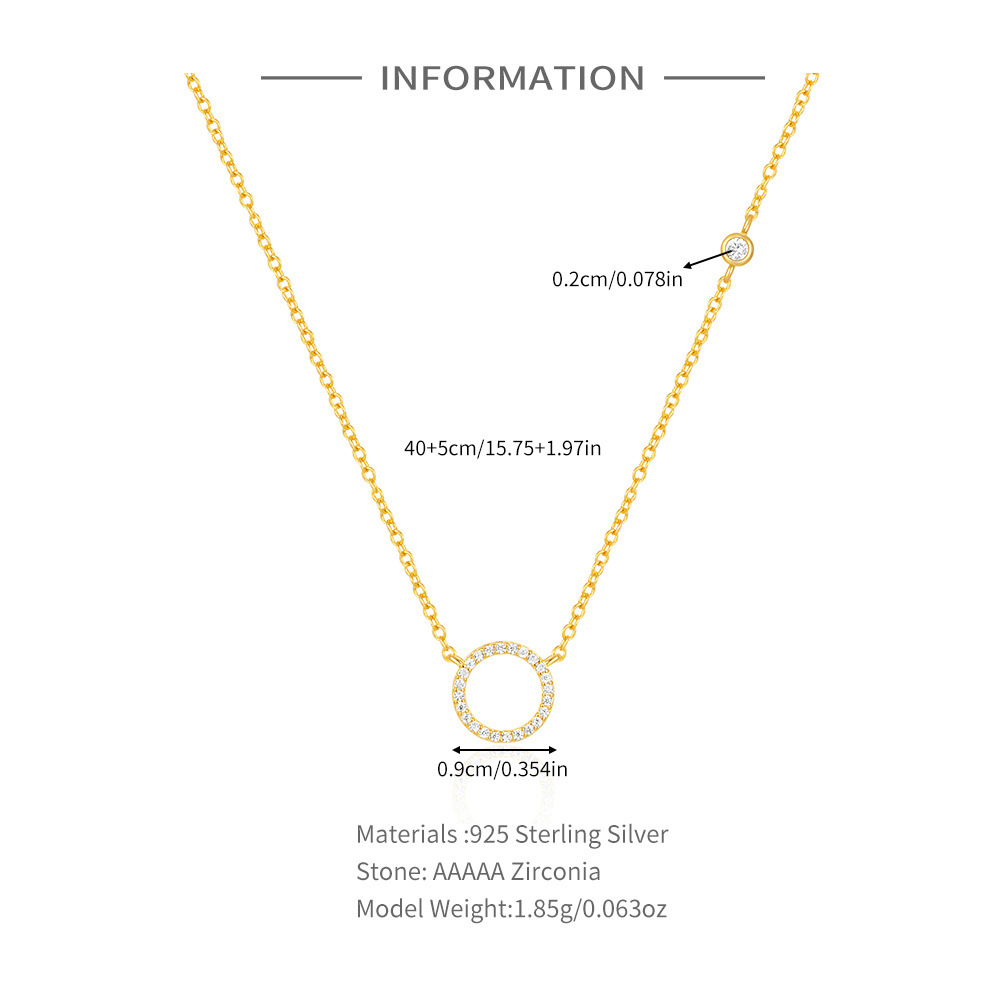 6g Weight Pendant Necklace Classification 1 Piece Quantity Casual, Daily Occasion 925 Sterling Silver Material Circle Pattern Women's Gender Plating Design Simple Style Style 925 Sterling Silver Plating Circle Pendant Necklace 无